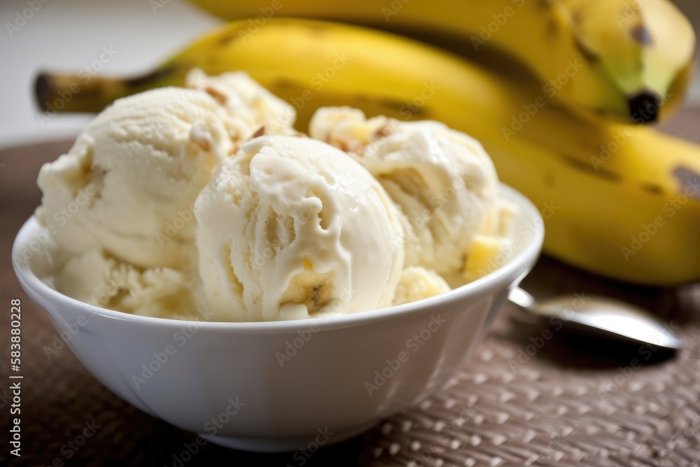 Frozen treat. Sweet Banana Ice Cream. Enjoy a creamy, fruity, and refreshing dessert that's dairy-free and vegan. Generative AI Frozen treat. Sweet Banana Ice Cream. Enjoy a creamy, fruity, and refreshing dessert that's dairy-free and vegan. Generative AI