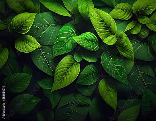 green leaves background  generative ai