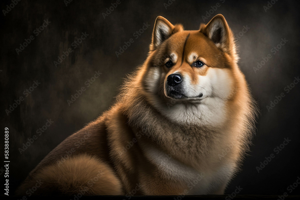 Majestic Akita Dog on Dark Background - Awe-inspiring Beauty and Loyalty Personified
