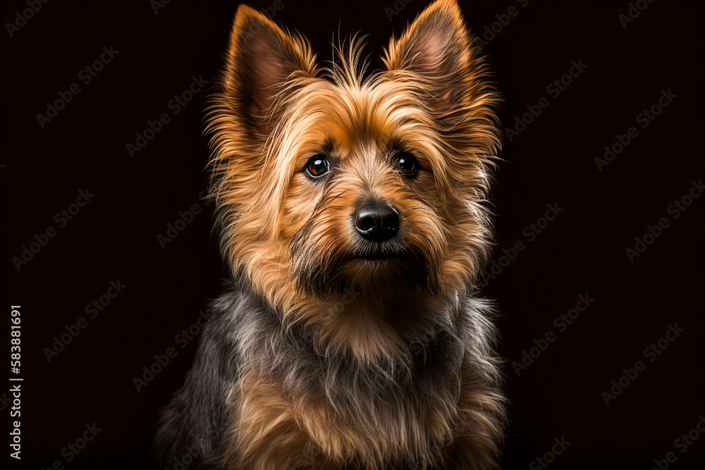 Australian Terrier Dog: A Loyal and Spirited Breed on a Striking Dark Background Australian Terrier Dog: A Loyal and Spirited Breed on a Striking Dark Background