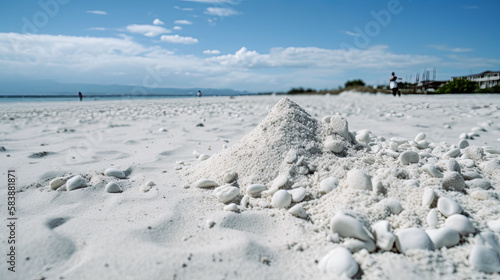 White sand and the sea. Generative Ai.
