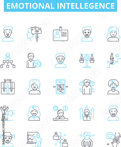 Emotional intellegence vector line icons set. Self-awareness, Empathy, Interpersonal, Awareness, Perspective, Sensitivity, Skill illustration outline concept symbols and signs