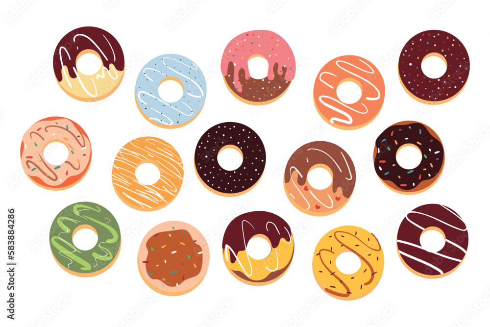 cute cartoon doughnut sticker set cute cartoon doughnut sticker set