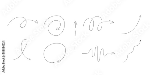 Arrows hand drawn doodle vector illustrations. Direction signs collection. Pointer symbol. Business graphic design element. Editable stroke.