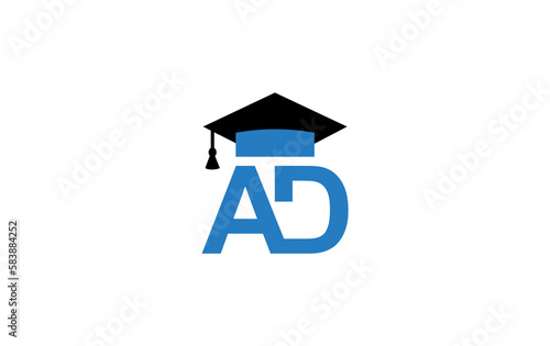 Academic education symbol and Student hat logo. Education cap monogram and Graduation cap symbol and university graduation sign