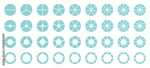 Set Runde Tortendiagramme Türkis