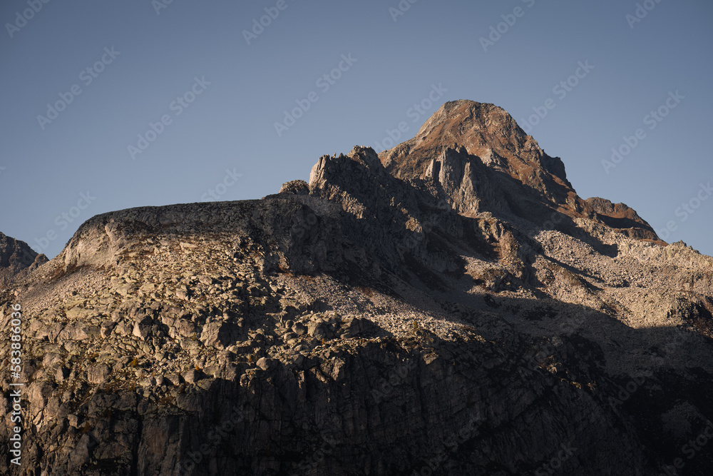 Detail shot of a mountain peak in the Alpe Devero, Northern Italy, during autumn
