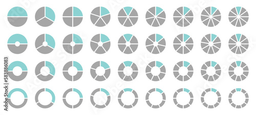 Set Runde Tortendiagramme Grau Türkis