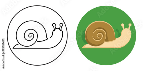 Snail cartoon icon of 2 versions