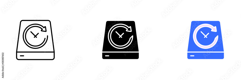 A sleek and modern modem icon with a clock graphic, representing high-speed internet connectivity and efficiency. Vector set of icons in line, black and colorful styles isolated. A sleek and modern modem icon with a clock graphic, representing high-speed internet connectivity and efficiency. Vector set of icons in line, black and colorful styles isolated.