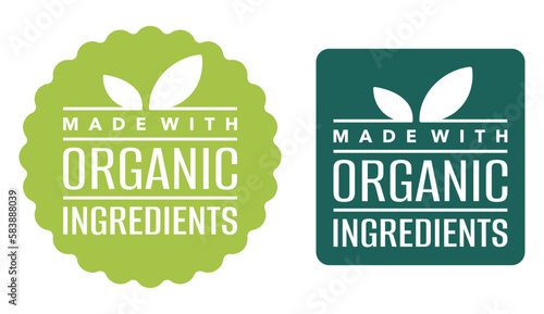 Organic Ingredients badge - seal and square shape