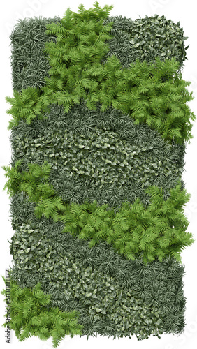 Realistic green wall. 3d rendering of isolated objects.