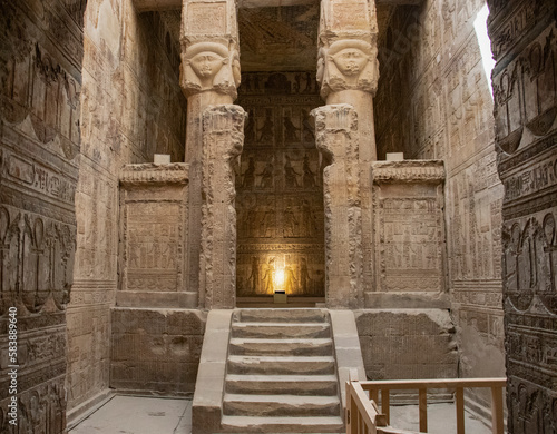 Fotobehang Abcient egyptian temple of Hathor (Dendra temple) in Qina, Egypt