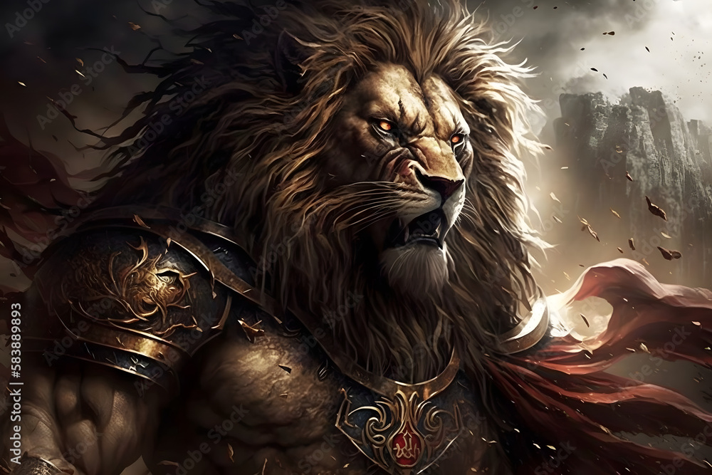 Epic powerful lion. Generative AI