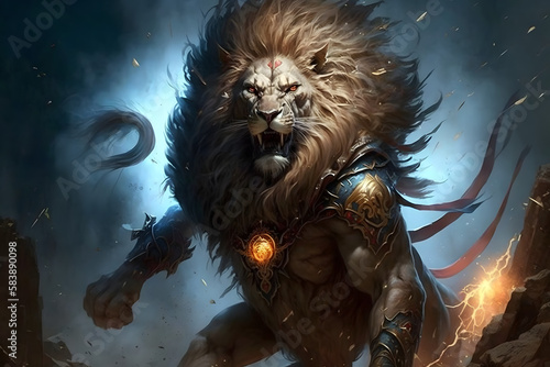 The giant king the strongest lion. Generative AI