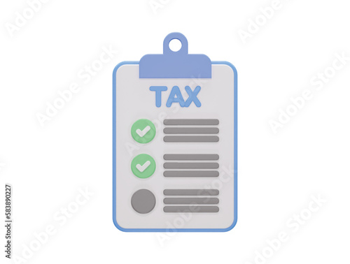 Tax form icon 3d vector rendering transparent element