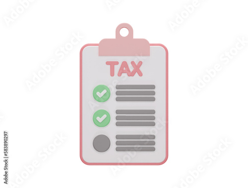 Tax form icon 3d vector rendering transparent element