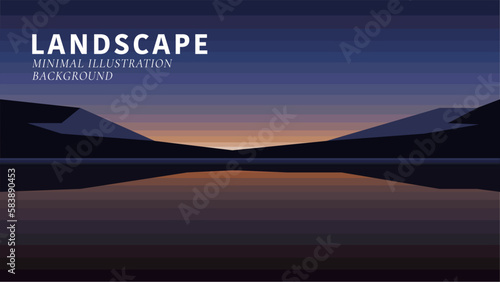 landscape house at night house over the river landscape illustration background nature illustration minimal landscape illustration vector 