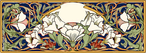 vintage items: label art nouveau - tulip. Generative AI #583890496
