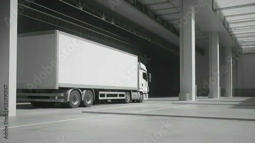 a long truck stands on the site of a transport company . generative AI