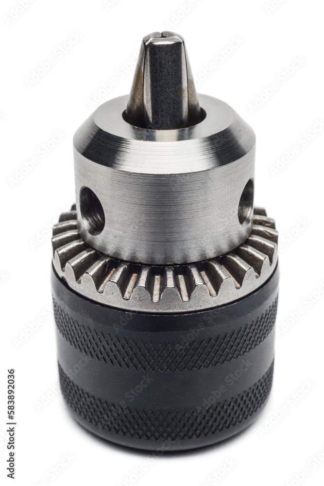 New drill chuck isolated on white backgound New drill chuck isolated on white backgound