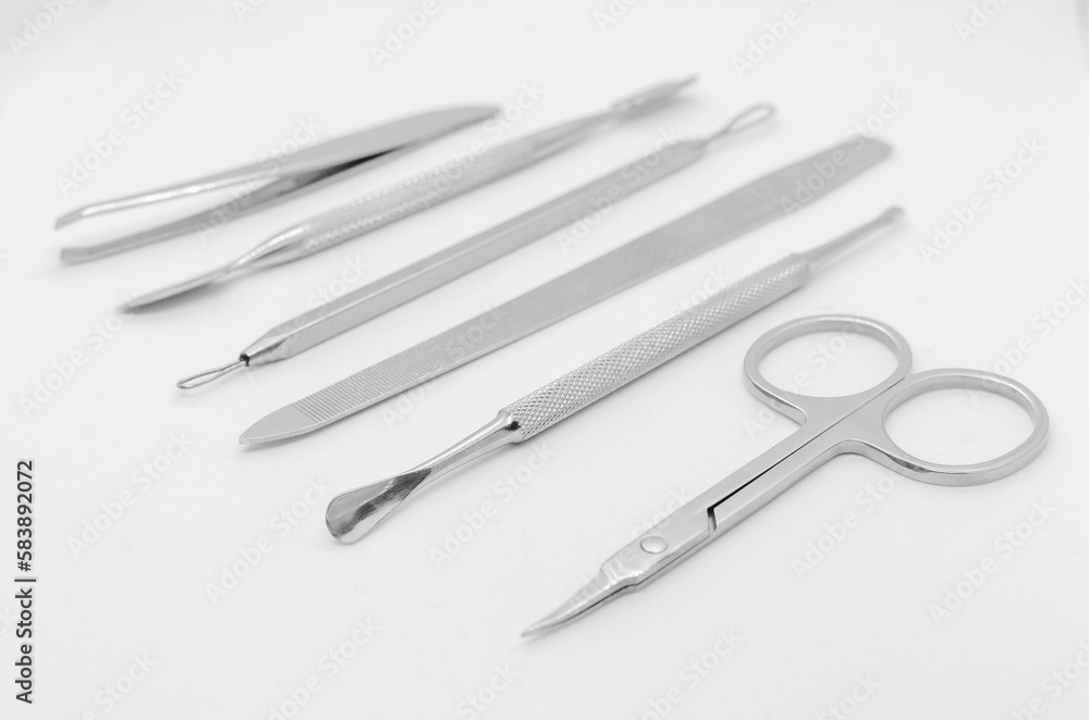manicure set on a white background manicure set on a white background