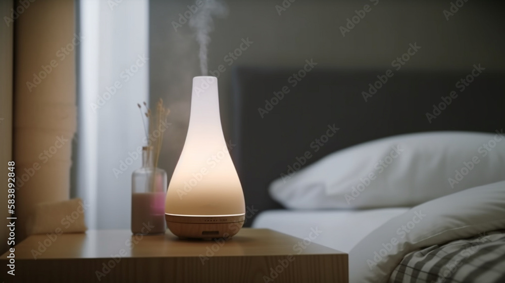 Modern air humidifier on the room. Generative Ai Modern air humidifier on the room. Generative Ai