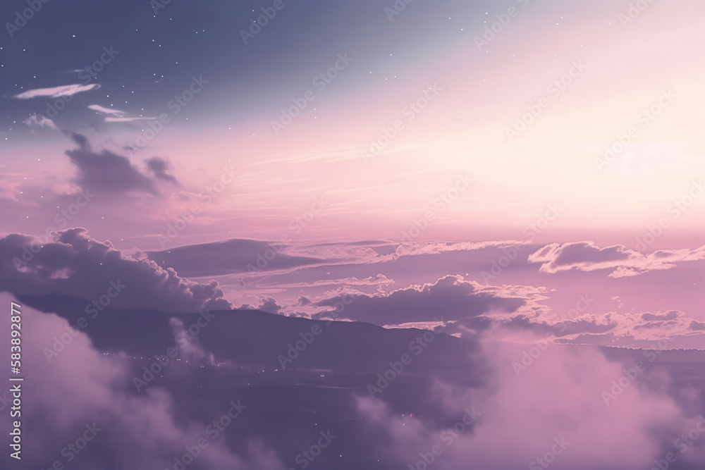 Fototapeta premium aesthetic purple sky background landscape Generative AI