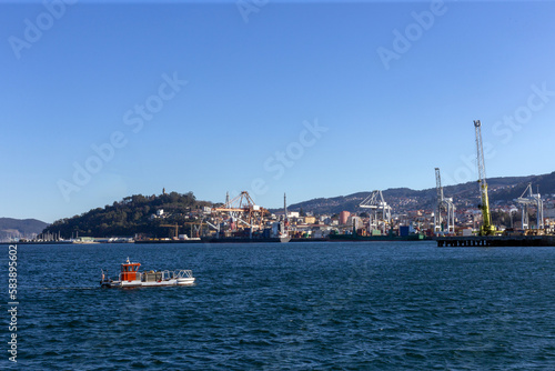 Vista de la ría de Vigo y su puerto. Galicia, España. photo