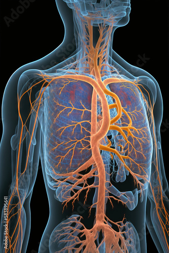 Digestive and circulatory system of female body. Generative ai