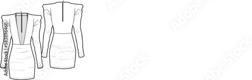 padded women's dress, low-cut detail