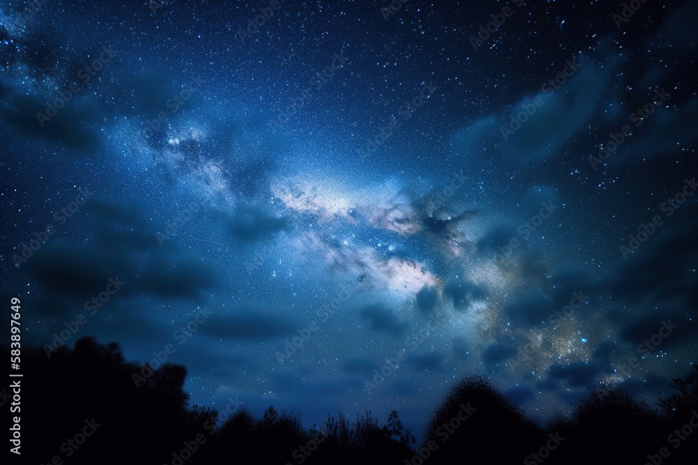 night landscape with blue sky Generative AI