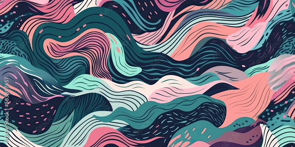 Hand drawn abstract dynamic colorful waves pattern Hand drawn abstract dynamic colorful waves pattern
