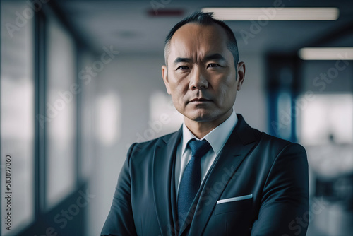 Portrait of successful asian businessman. Generative ai