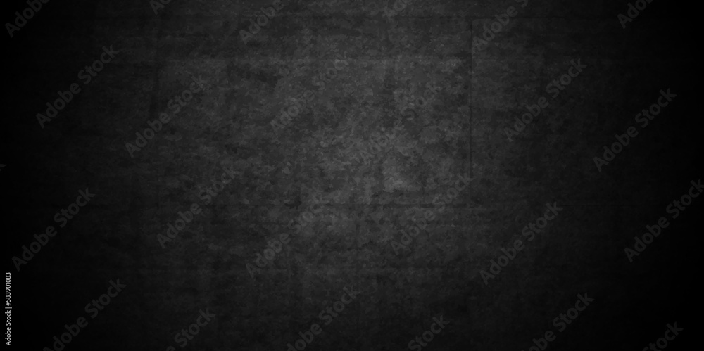 Black stone concrete grunge texture and backdrop background anthracite panorama. Panorama dark grey black slate background or texture.	
