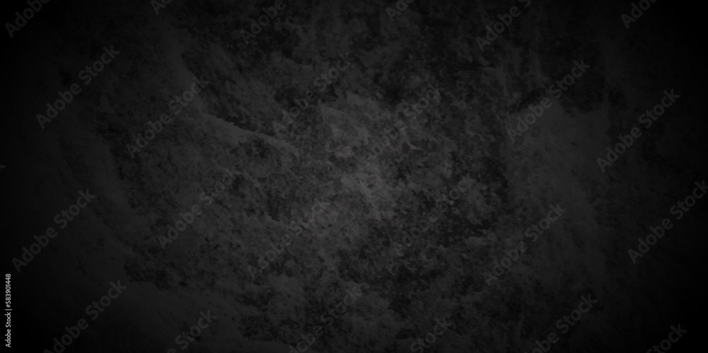 Black stone concrete grunge texture and backdrop background anthracite panorama. Panorama dark grey black slate background or texture.	
