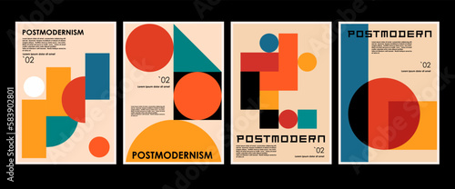 Artworks, posters inspired postmodern of vector abstract dynamic symbols with bold geometric shapes, useful for web background, poster art design, magazine front page, hi-tech print, cover artwork.