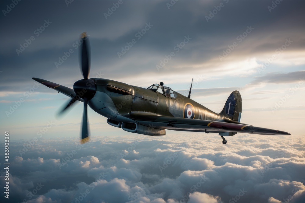 WW2 airplane - spitfire - Created with Generative ai
