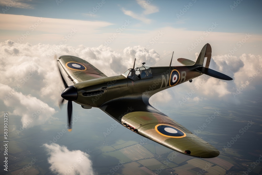 WW2 airplane - spitfire - Created with Generative ai