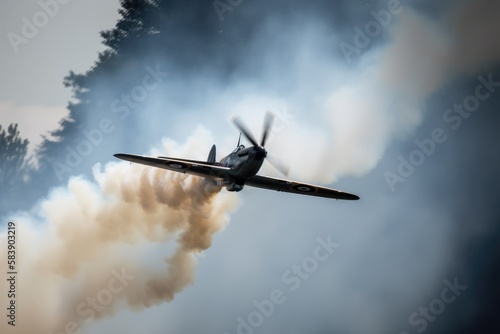 Naklejka WW2 airplane - spitfire - Created with Generative ai