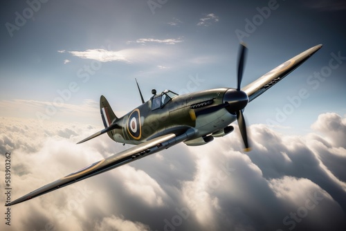 Obraz na płótnie WW2 airplane - spitfire - Created with Generative ai