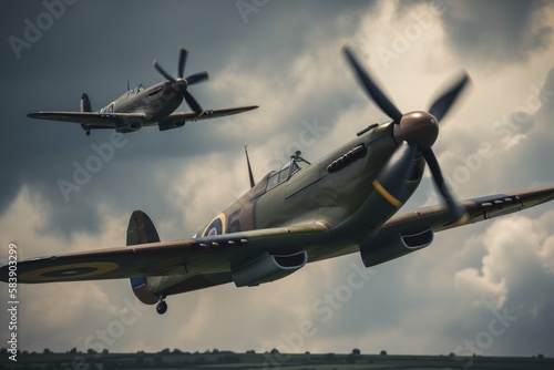 Tapety artystyczne WW2 airplane - spitfire - Created with Generative ai