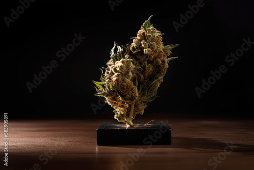 Single Weed Bud Bonzai Very Close Shot | Cannabis Macro | Cannabis Leaf photo