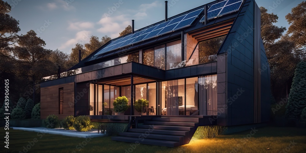 Luxury modern villa with swimming pool and garden, generative ai Luxury modern villa with swimming pool and garden, generative ai