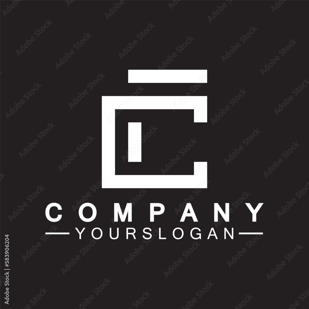 Alphabet letters monogram logo CF,FC,C and F, elegant and Professional white color letter icon design on black background.