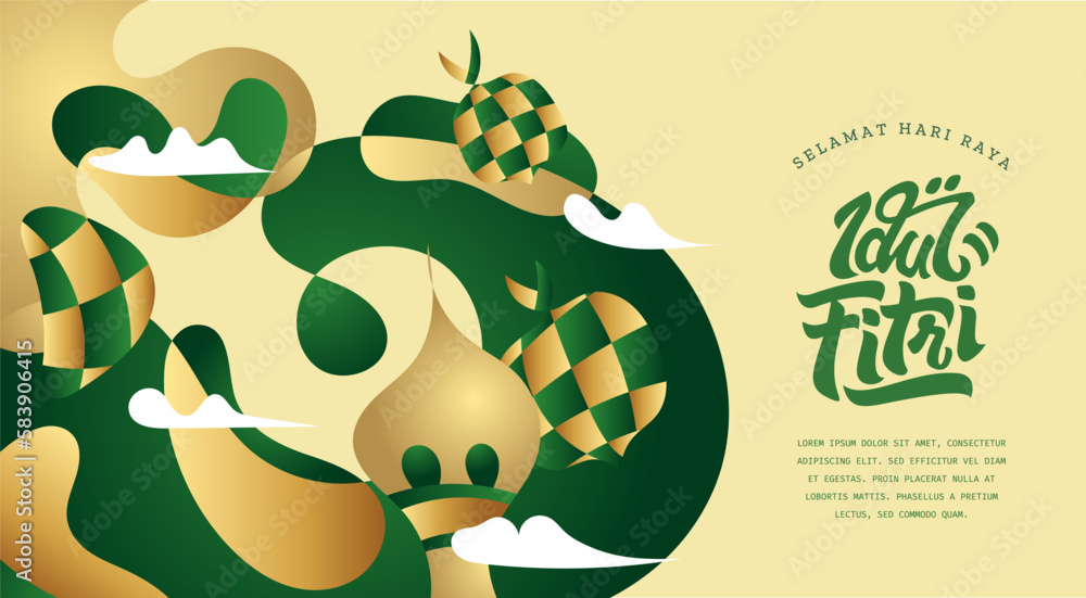 Selamat Hari Raya Idul Fitri.Translation: Happy Eid Mubarak. Eid al