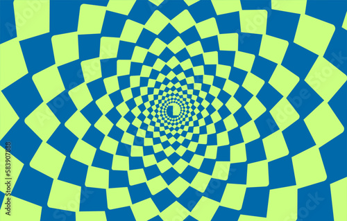 Optical illusion psychedelic hypnotic surreal abstract background. Vector illustration.