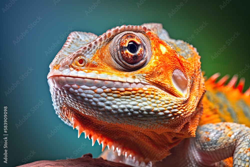 Portrait of a colorful chameleon on a natural background