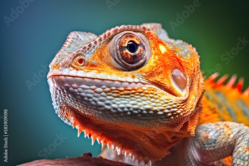 Portrait of a colorful chameleon on a natural background