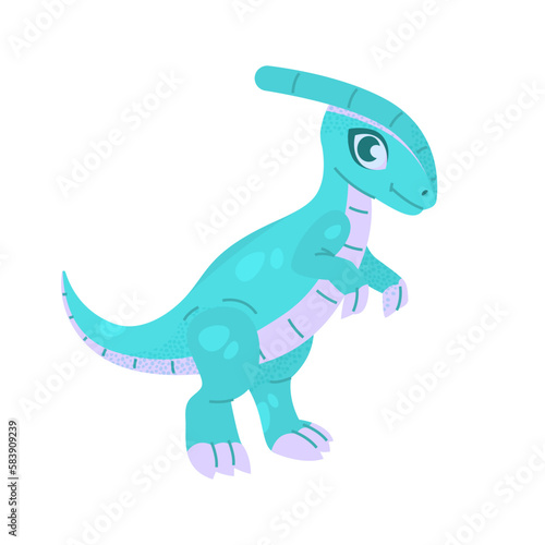 Cute cartoon dinosaur isolated on a white background.